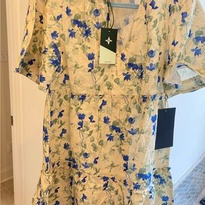 baby blue ditsy floral hillsborough dress Timeless Oatmeal Linen Midi Dress | Trendy Women's Dresses